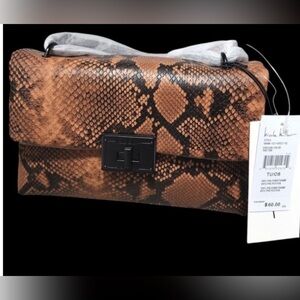 Nicole Miller Brown and Black Snakeskin Purse NWT